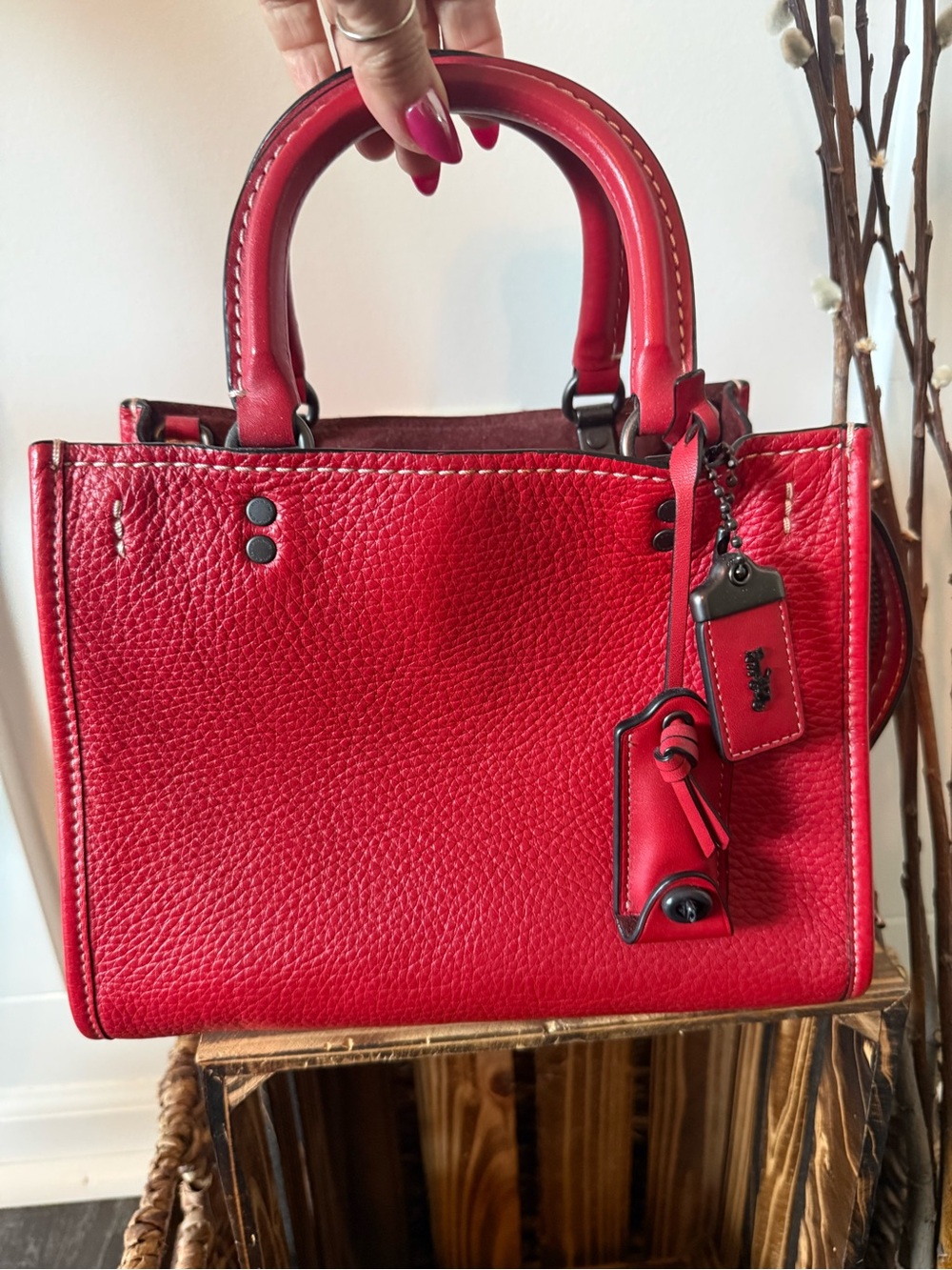 Coach Red Pebble Leather Rouge 25